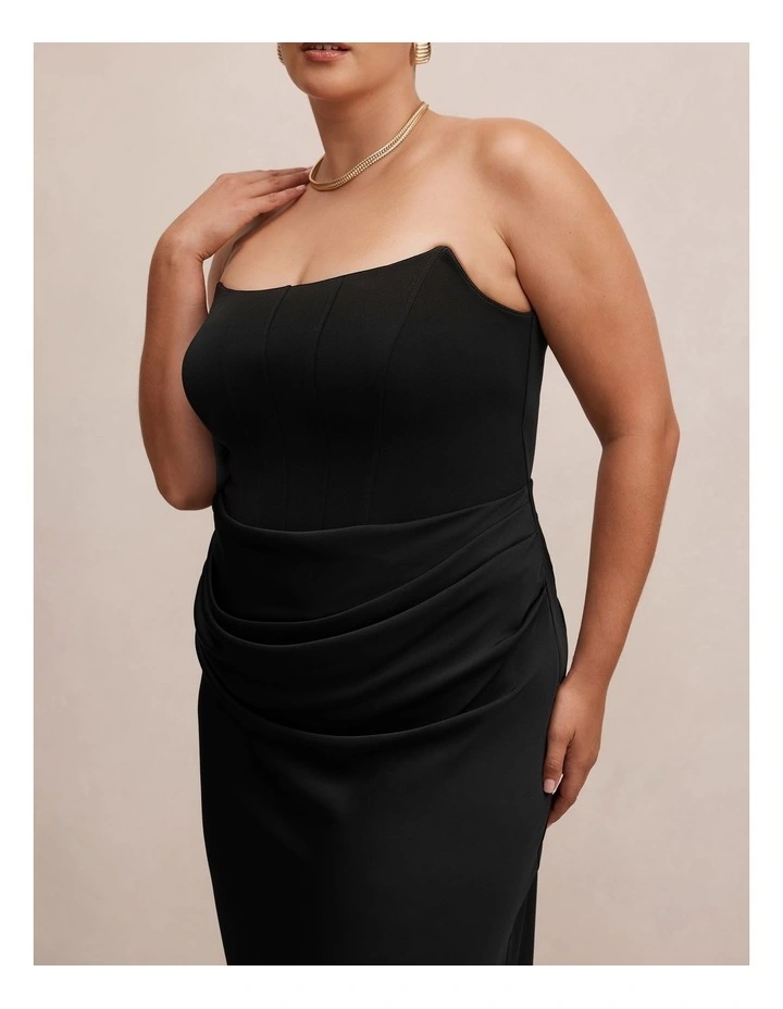 Isra Drape Strapless Maxi Dress in Black image 4
