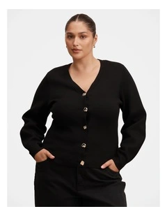 Arianna Sculpted Cardigan in Black