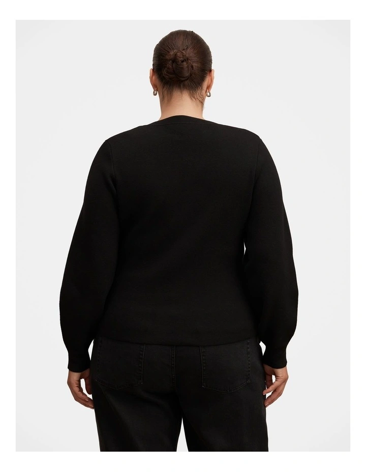 Arianna Sculpted Cardigan in Black image 2