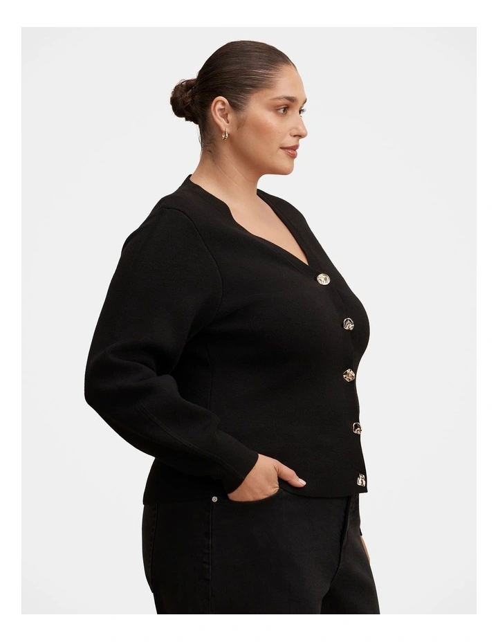 Arianna Sculpted Cardigan in Black image 3