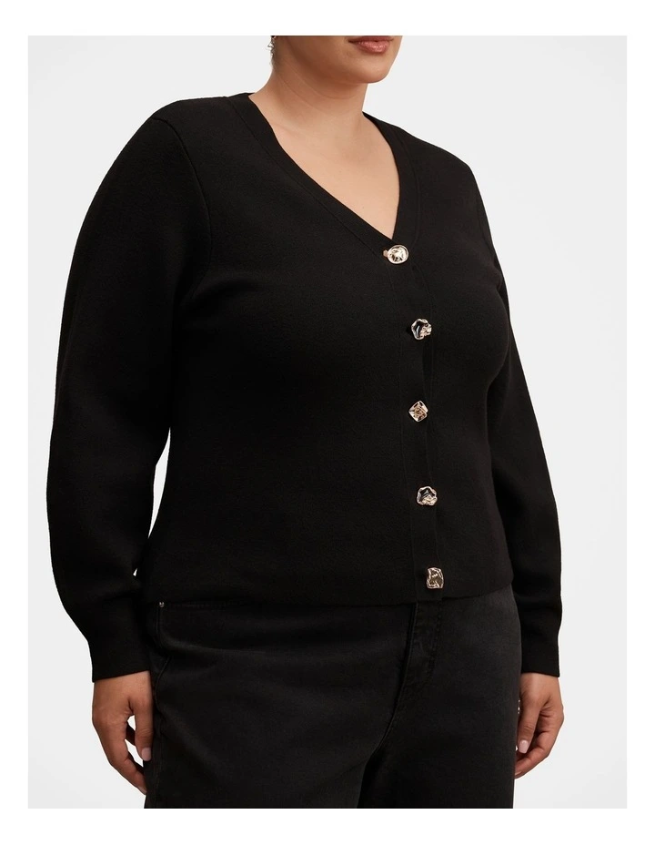 Arianna Sculpted Cardigan in Black image 4