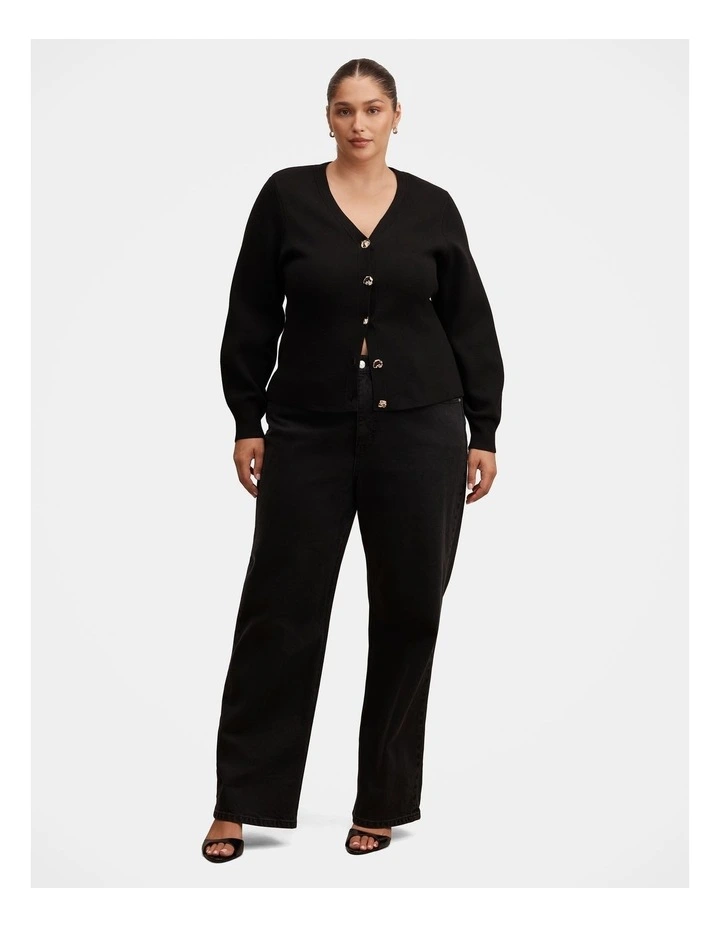 Arianna Sculpted Cardigan in Black image 5