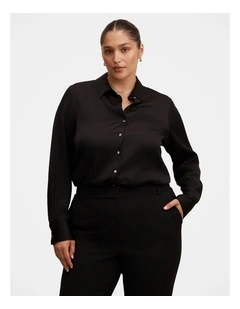 Coco Satin Shirt in Black