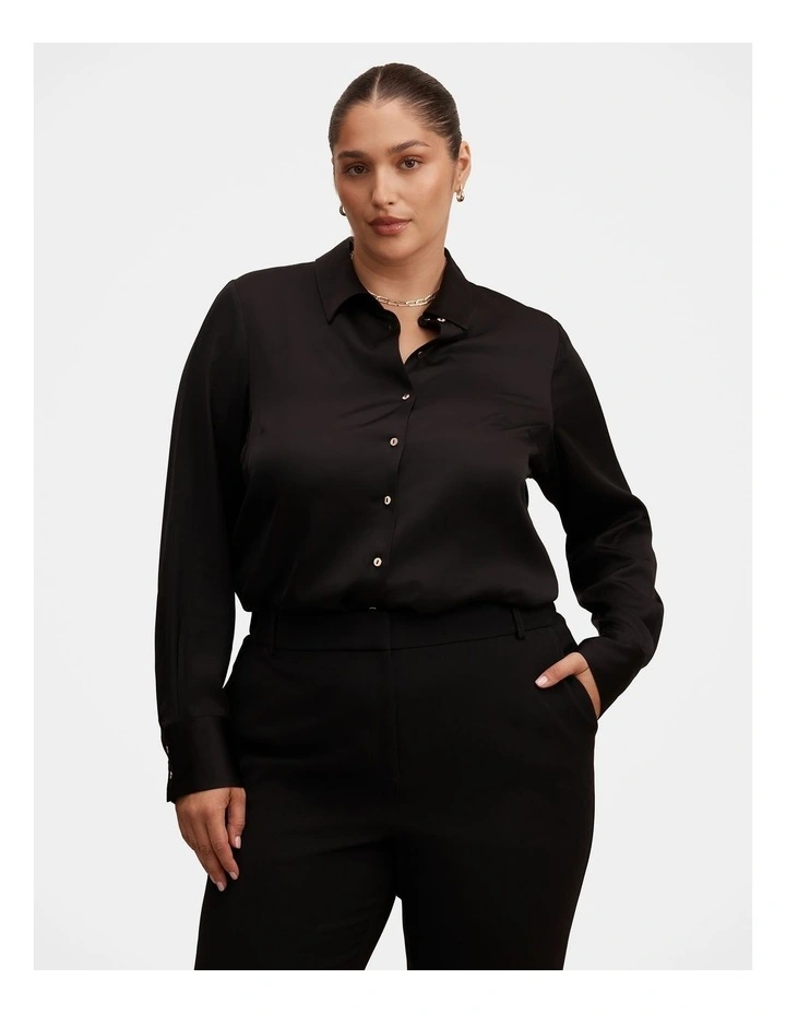 Coco Satin Shirt in Black image 1
