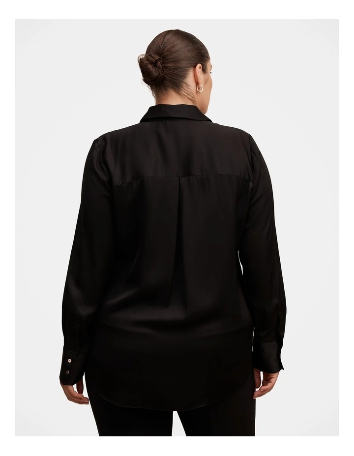 Coco Satin Shirt in Black image 2