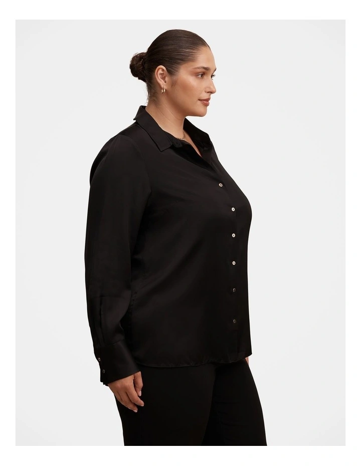 Coco Satin Shirt in Black image 3