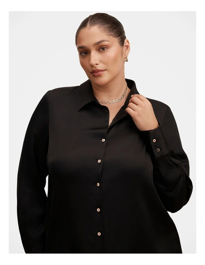 Coco Satin Shirt in Black image 4