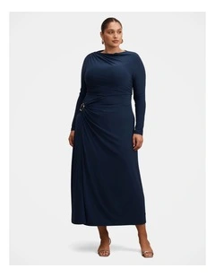 Kingsley Hardware Jersey Midi Dress in Navy