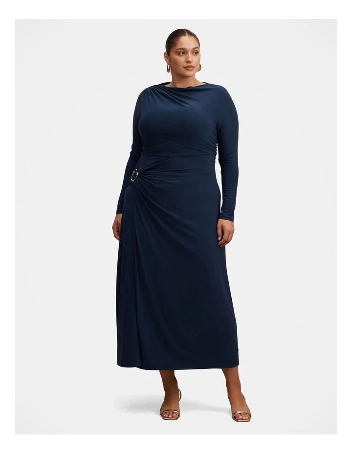 Kingsley Hardware Jersey Midi Dress in Navy image 1