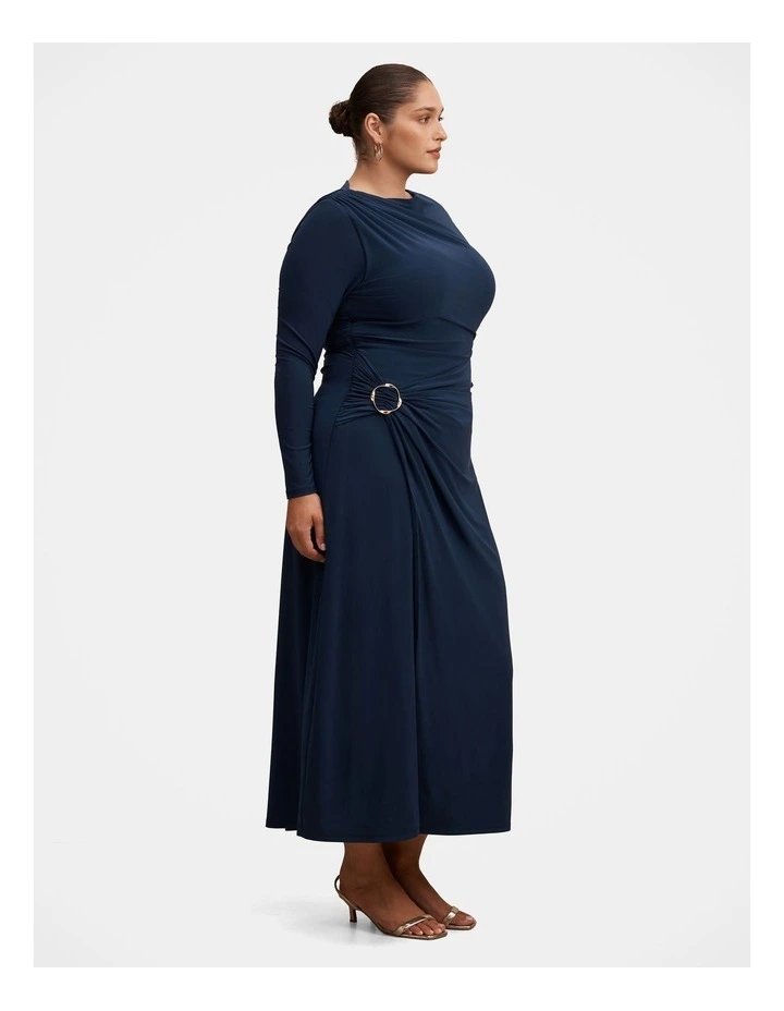 Kingsley Hardware Jersey Midi Dress in Navy image 3