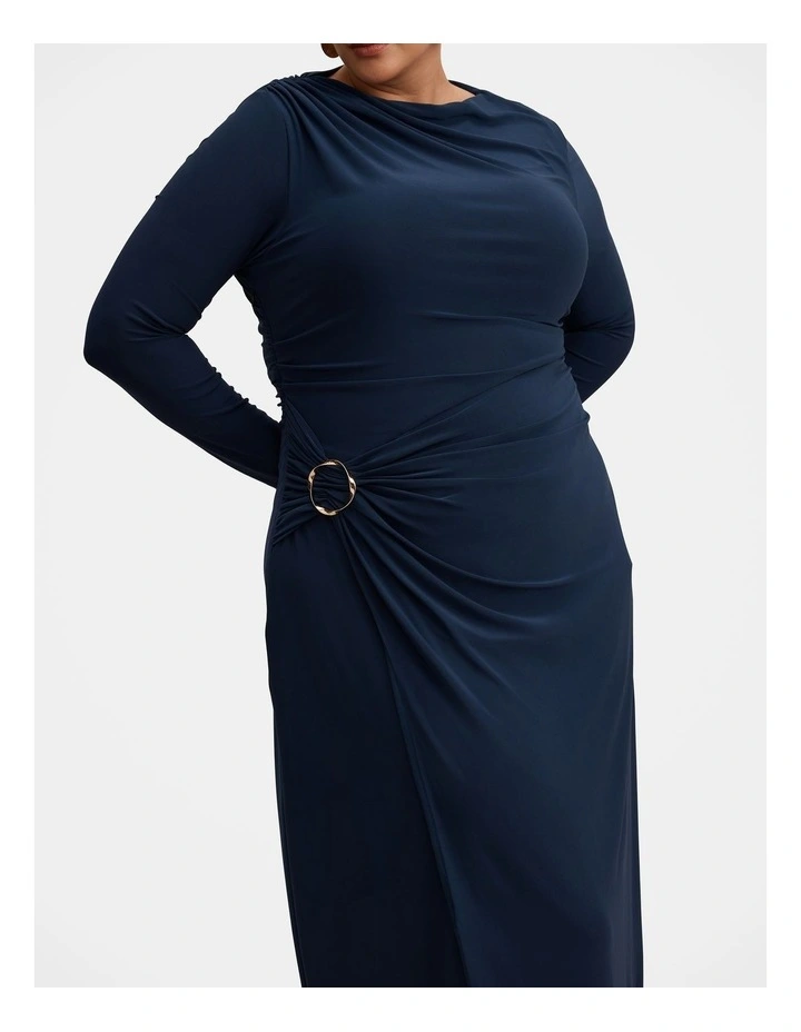 Kingsley Hardware Jersey Midi Dress in Navy image 4