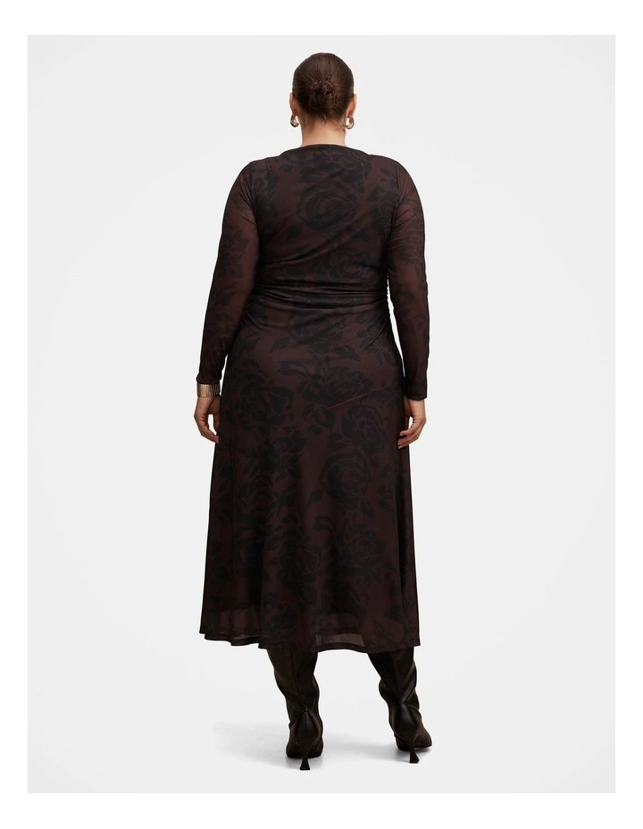 Minnie Long Sleeves Midi Dress in Brown image 2