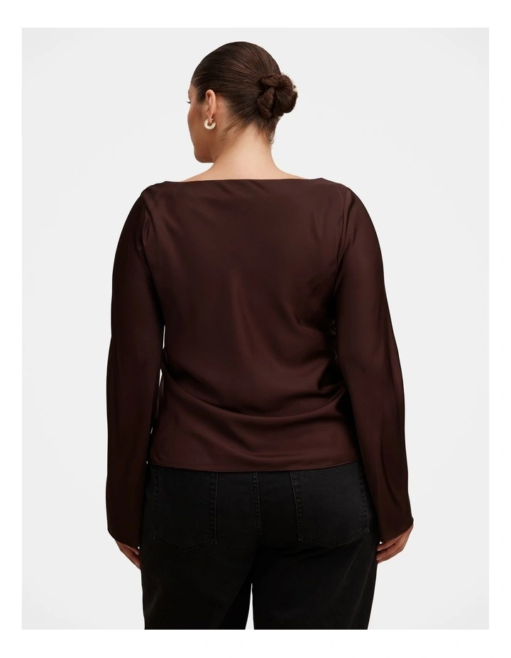 Rae Boatneck Blouse in Brown image 2