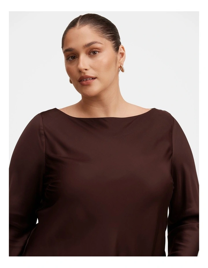 Rae Boatneck Blouse in Brown image 4