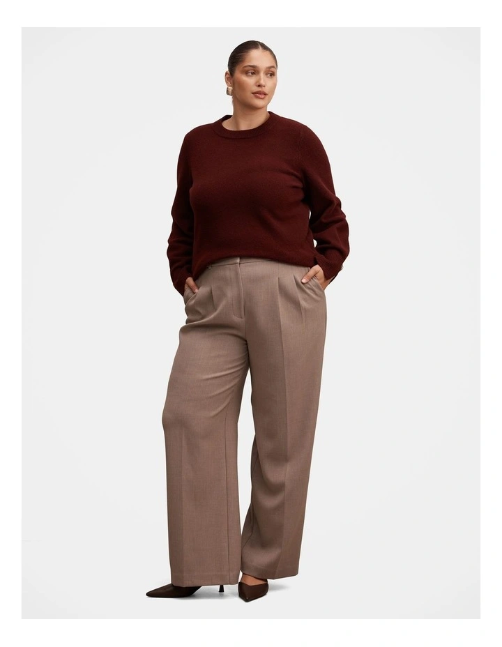 Eva Pleated Wide Leg Pants in Brown image 5