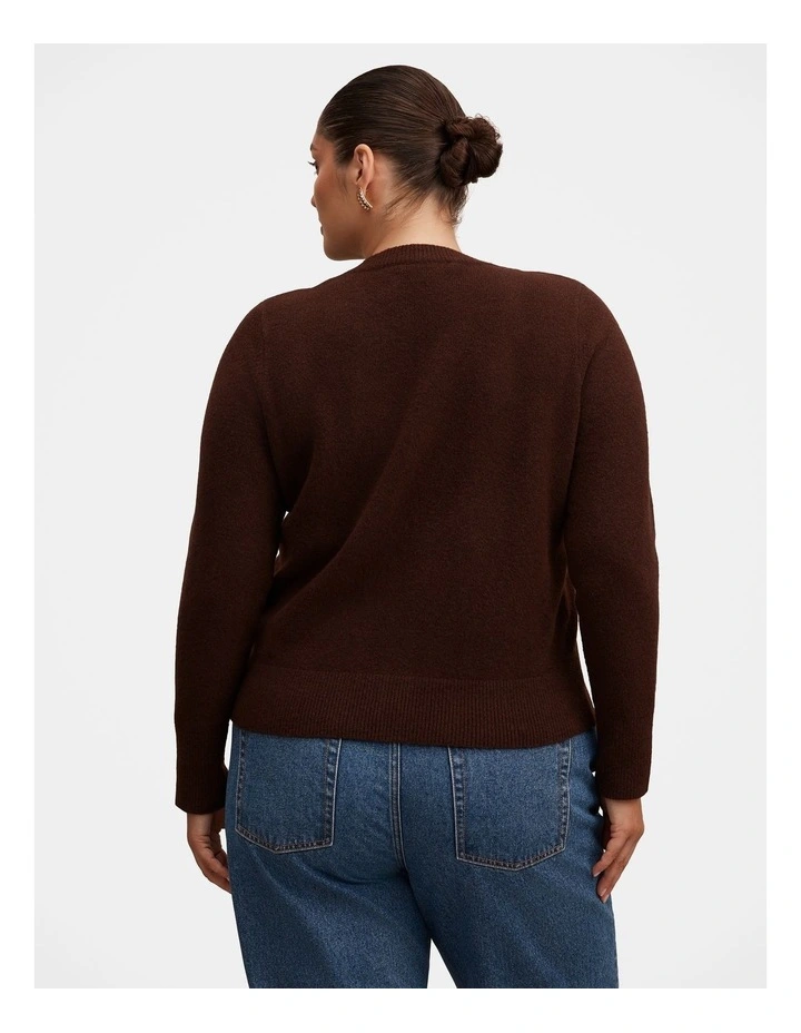 May Crew Neck Cardigan in Brown image 2