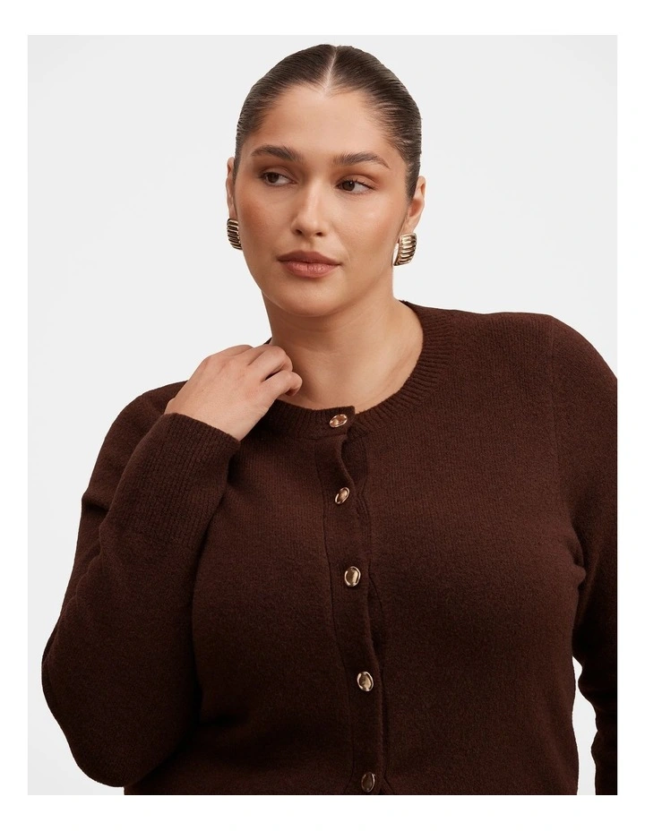 May Crew Neck Cardigan in Brown image 4