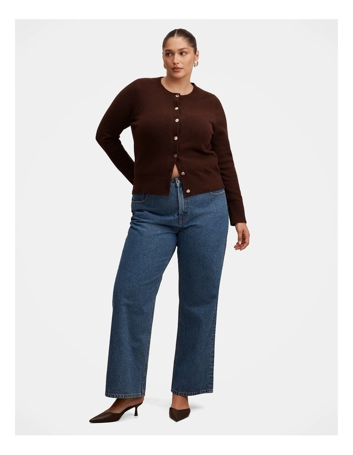 May Crew Neck Cardigan in Brown image 5