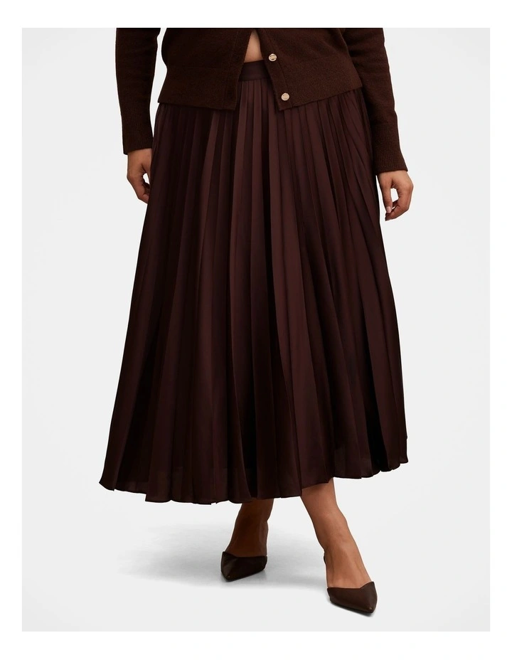 Delphine Pleated Midaxi Skirt in Brown image 1