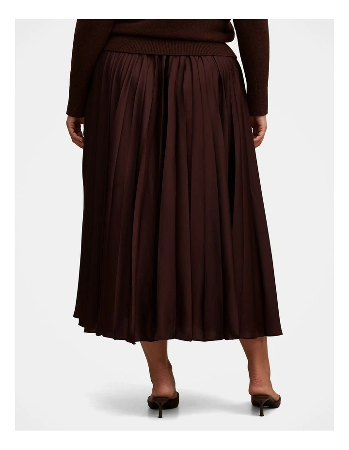 Delphine Pleated Midaxi Skirt in Brown image 2