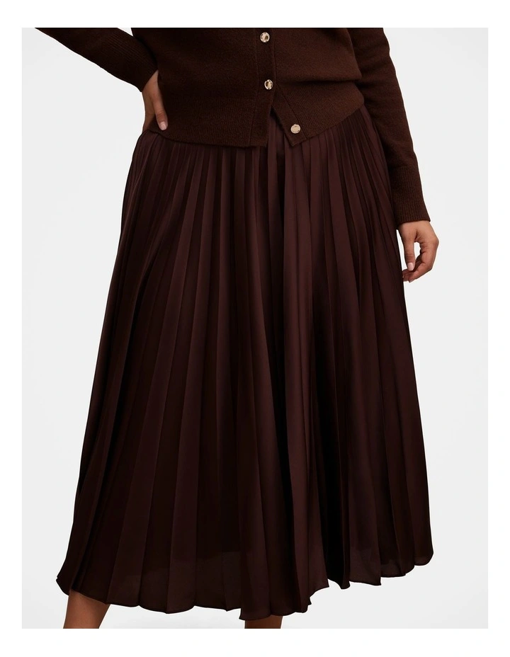 Delphine Pleated Midaxi Skirt in Brown image 4
