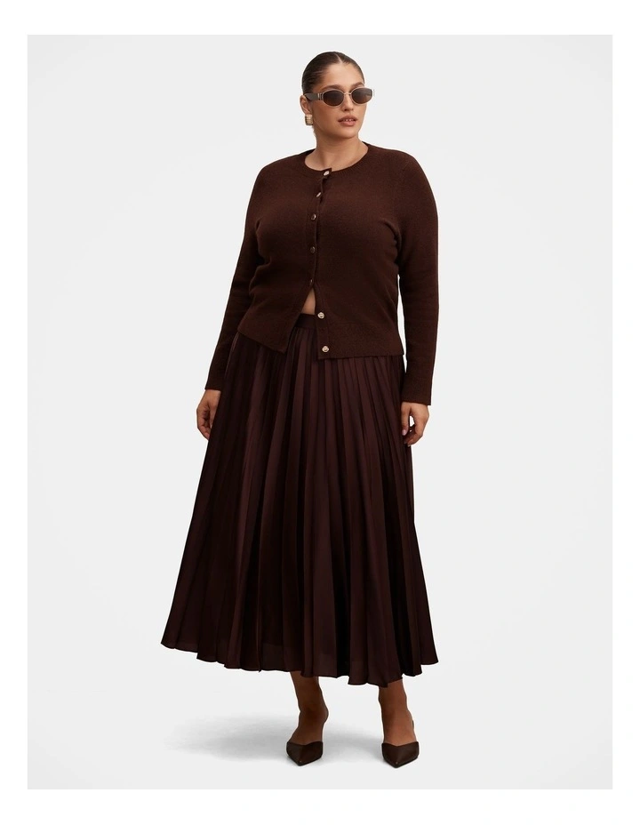 Delphine Pleated Midaxi Skirt in Brown image 5