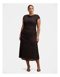 Allegra Mesh Midi Dress in Brown