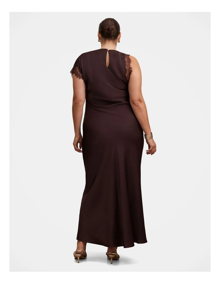 Kody Satin Lace Asymmetric Dress in Brown image 2