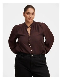 Amelia Button Down Blouse in Chocolate