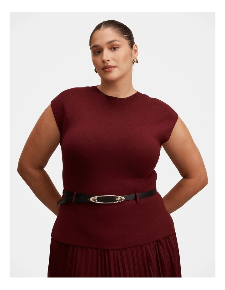 Lorelei Woven Mixed Midi Dress in Red image 4