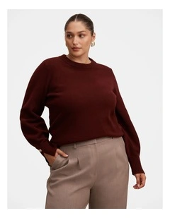 Ellie Cuff Detail Jumper in Red