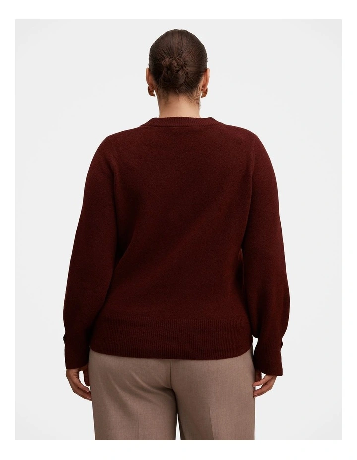 Ellie Cuff Detail Jumper in Red image 2