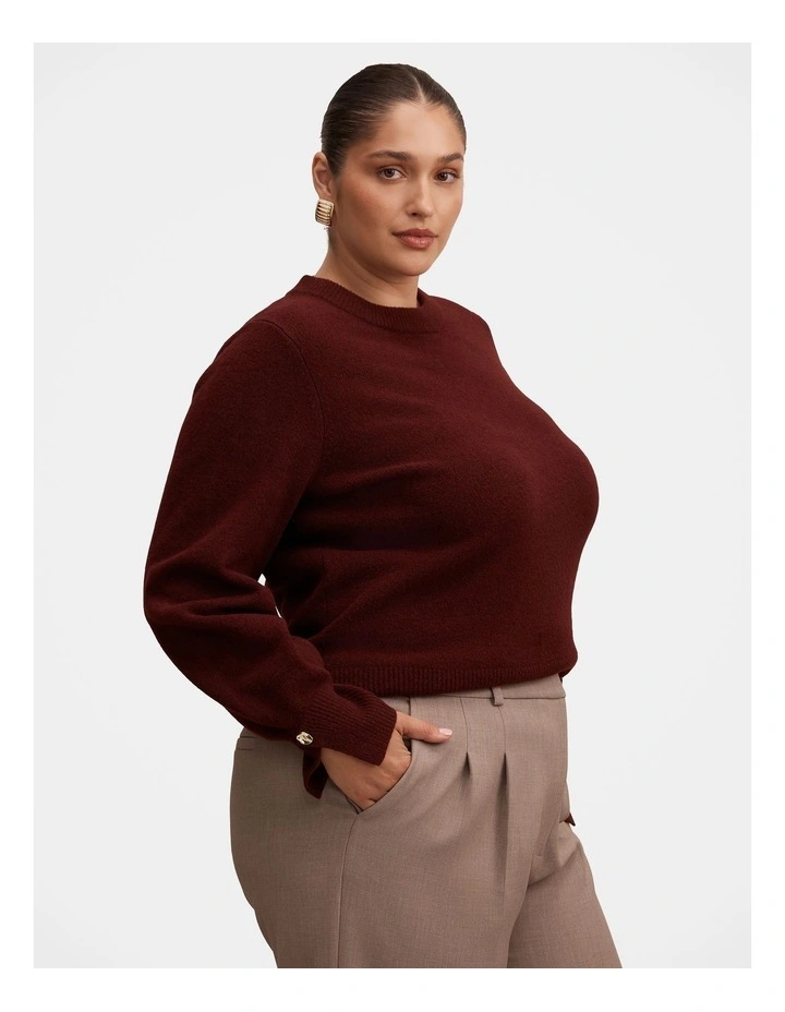 Ellie Cuff Detail Jumper in Red image 3