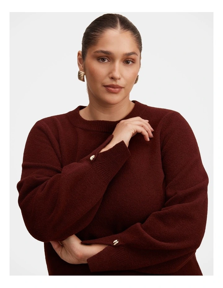 Ellie Cuff Detail Jumper in Red image 4