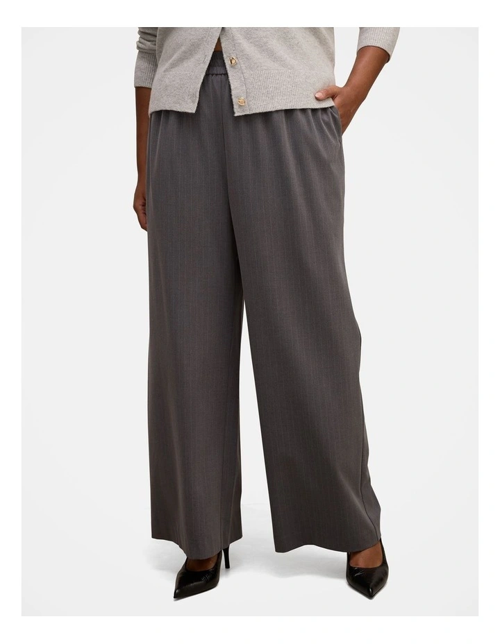 Liliana Elastic Pinstripe Pants in Grey image 1