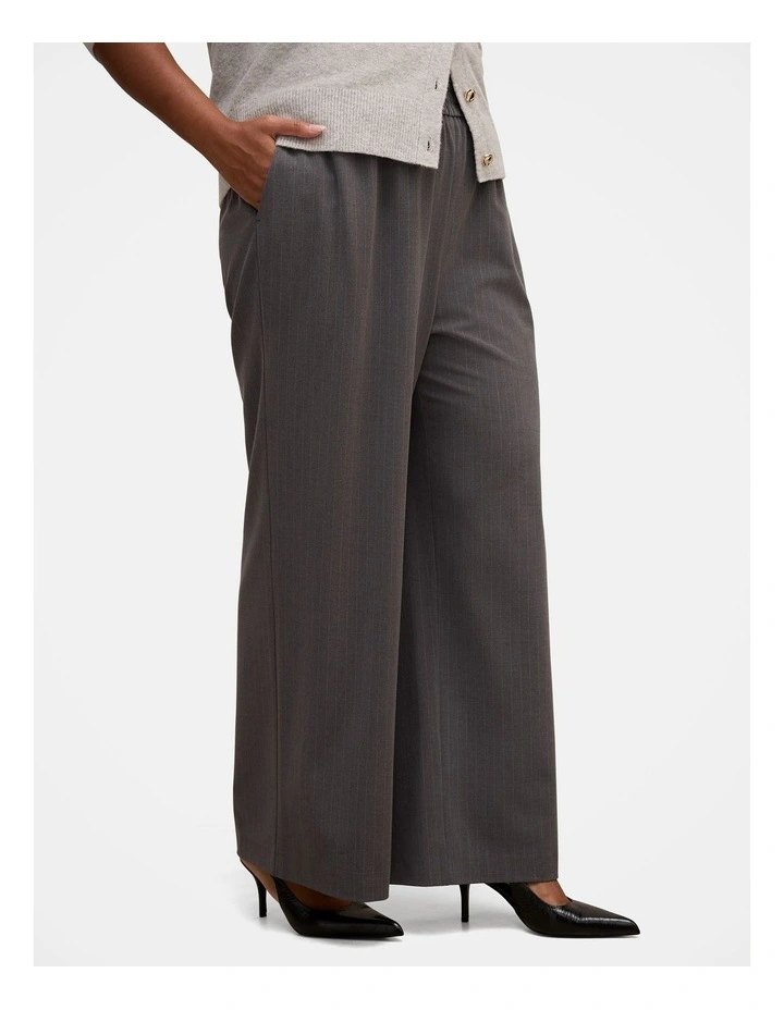 Liliana Elastic Pinstripe Pants in Grey image 3