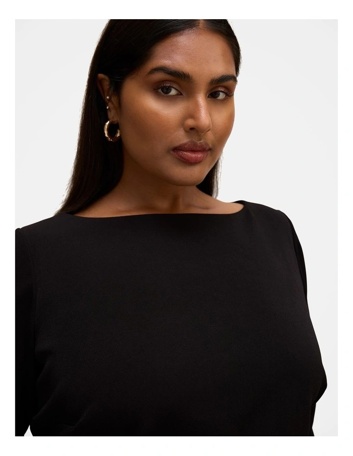 Briella Boat Neck Drape Maxi Dress in Black image 4