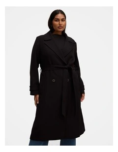 Remi Buttoned Trench Coat in Black