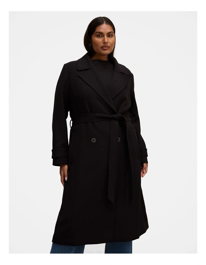 Remi Buttoned Trench Coat in Black image 1