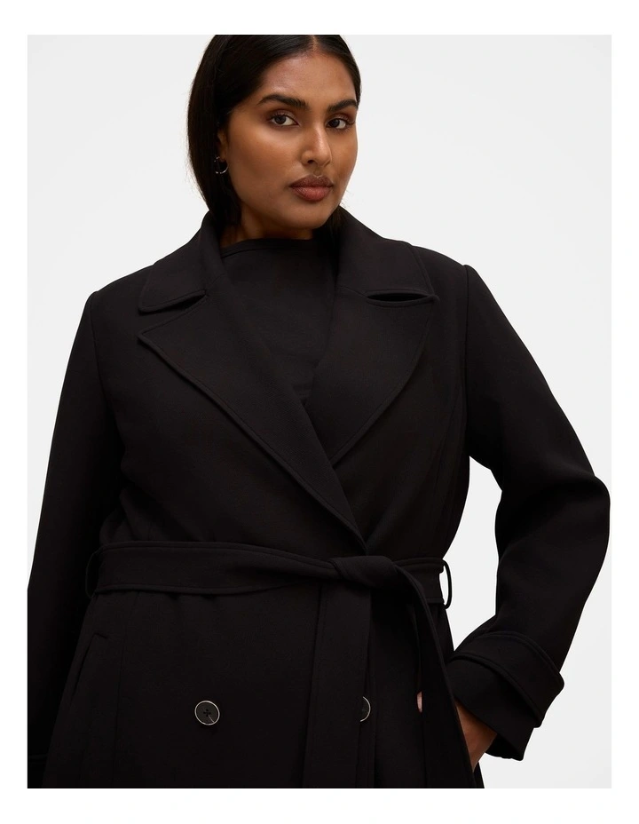 Remi Buttoned Trench Coat in Black image 4