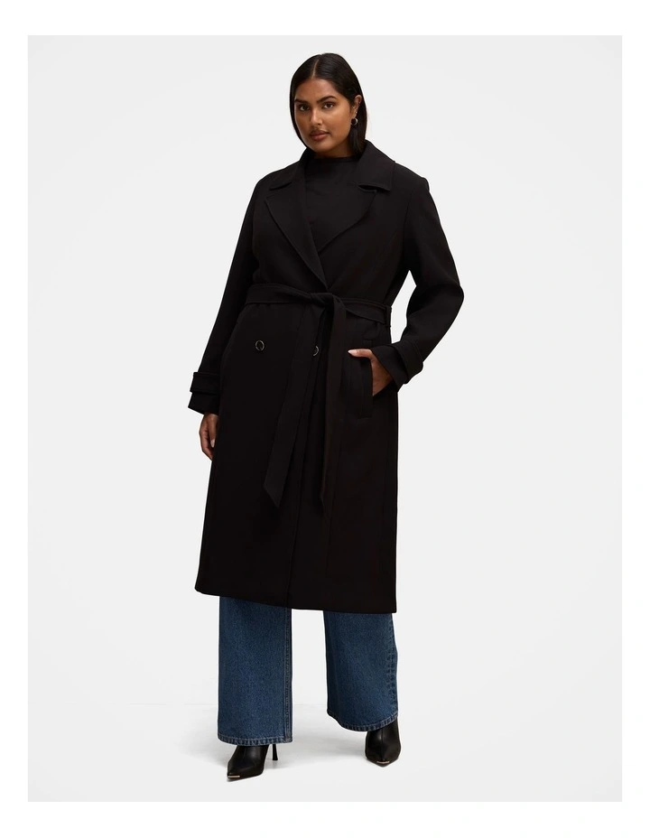 Remi Buttoned Trench Coat in Black image 5