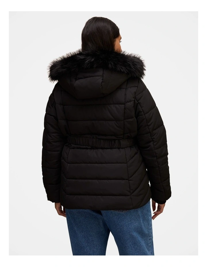 Macey Short Puffer Jacket in Black image 2