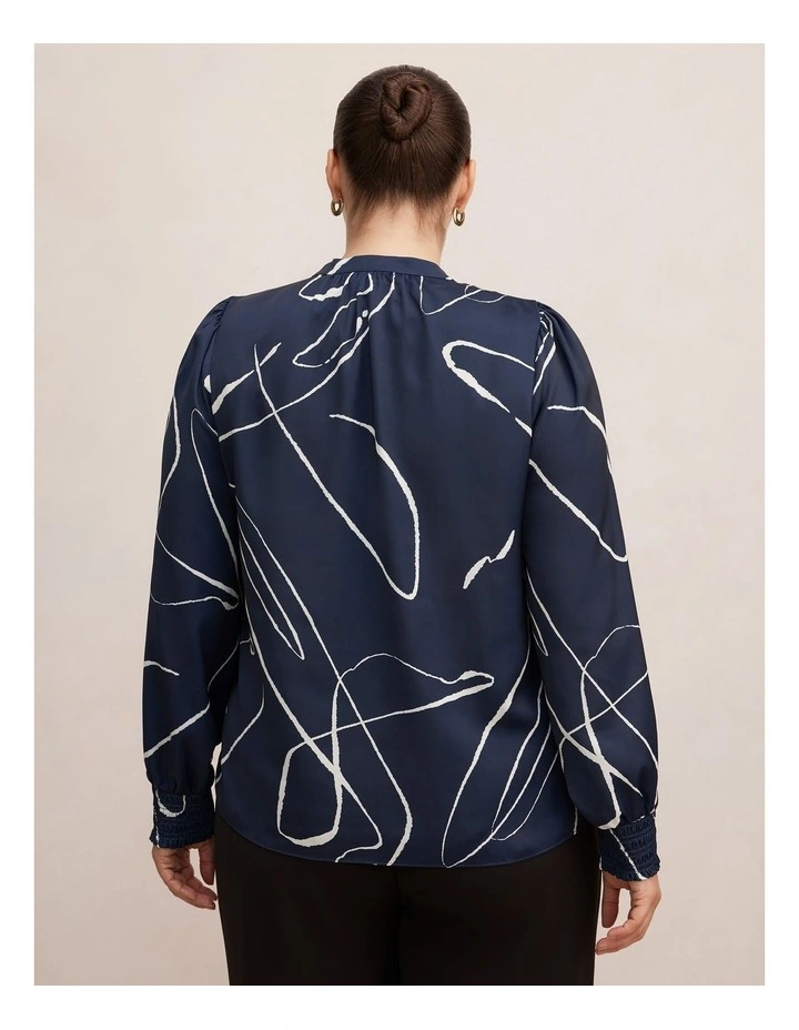 Savannah Button Up Blouse in Navy image 2