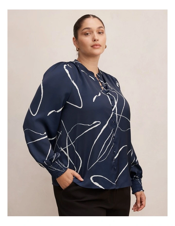 Savannah Button Up Blouse in Navy image 3