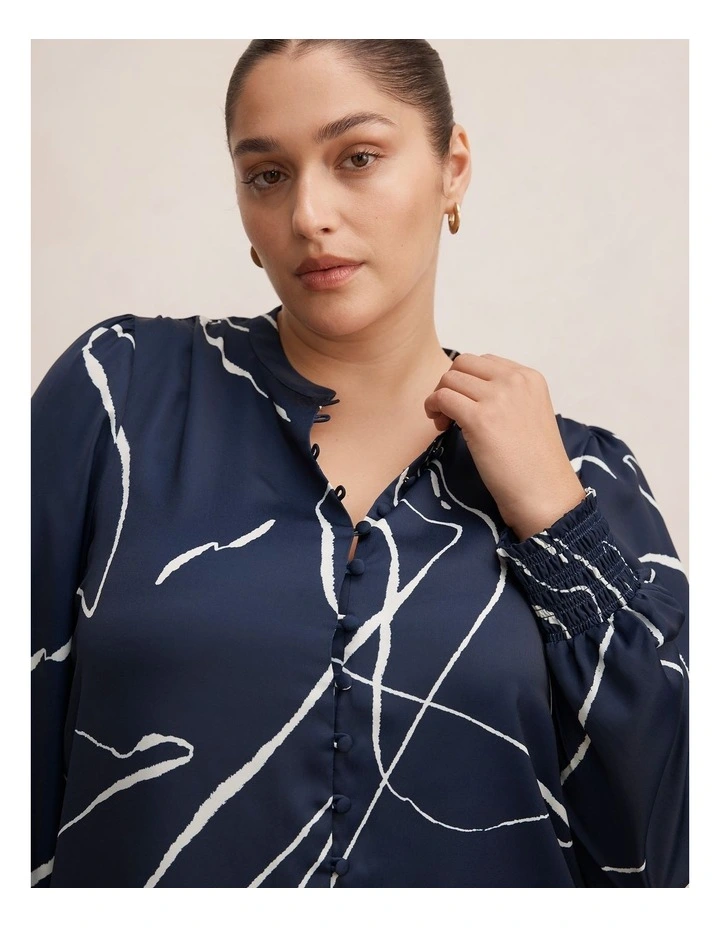 Savannah Button Up Blouse in Navy image 4