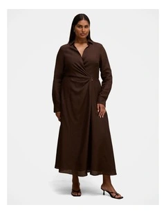Francesca Button Shirt Midi Dress in Chocolate