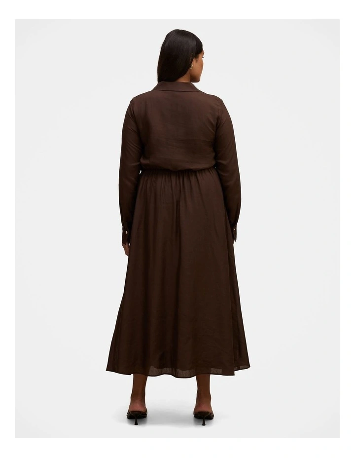 Francesca Button Shirt Midi Dress in Chocolate image 2