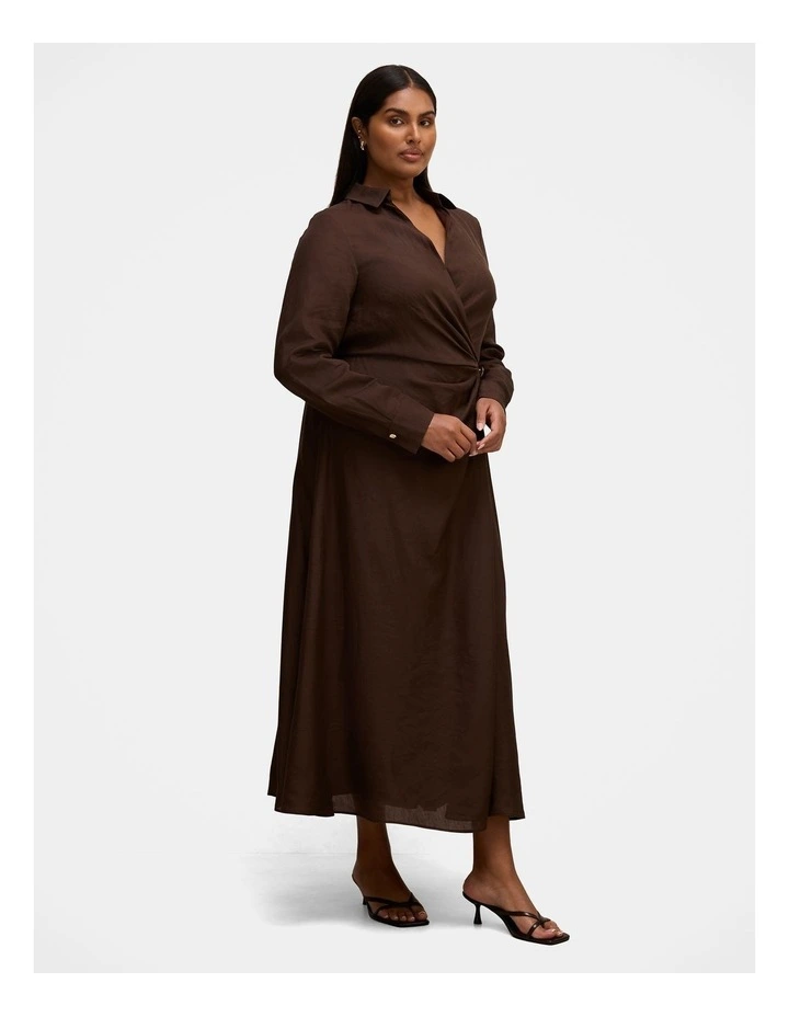 Francesca Button Shirt Midi Dress in Chocolate image 3