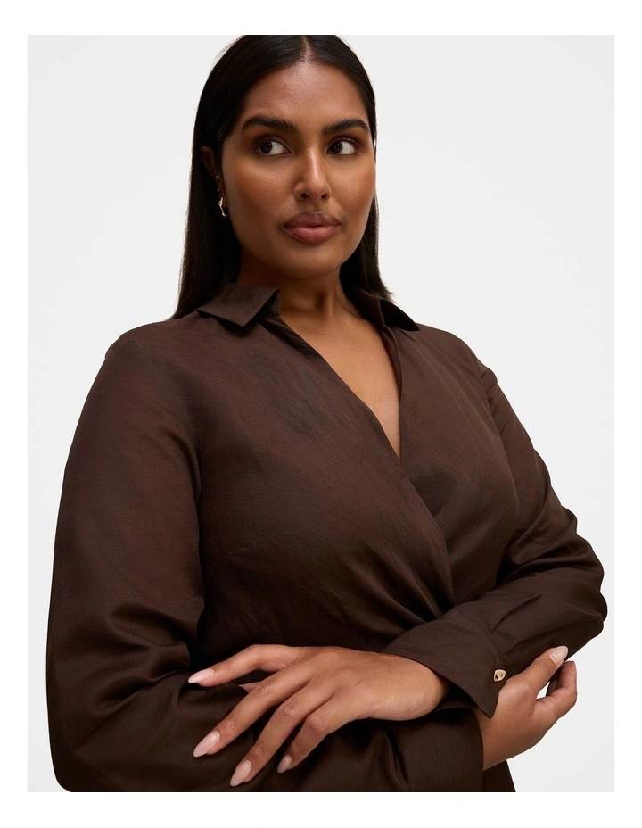 Francesca Button Shirt Midi Dress in Chocolate image 4