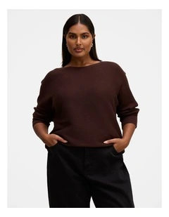 Gabbie Curve Essential Sweater in Chocolate